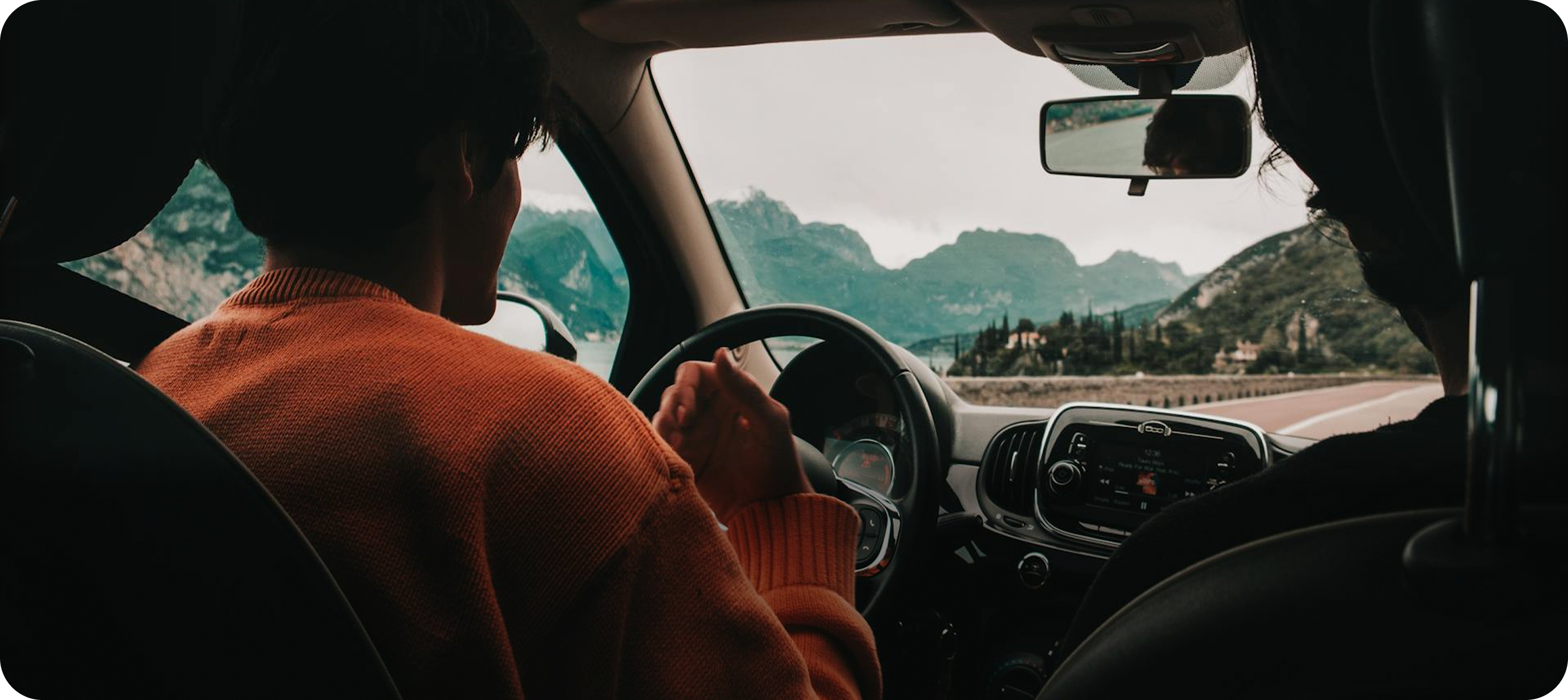 Driver on scenic road